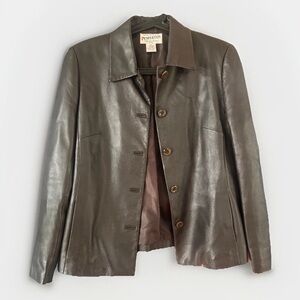 Pendleton Vintage Black Leather Jacket Women's Petite Size P